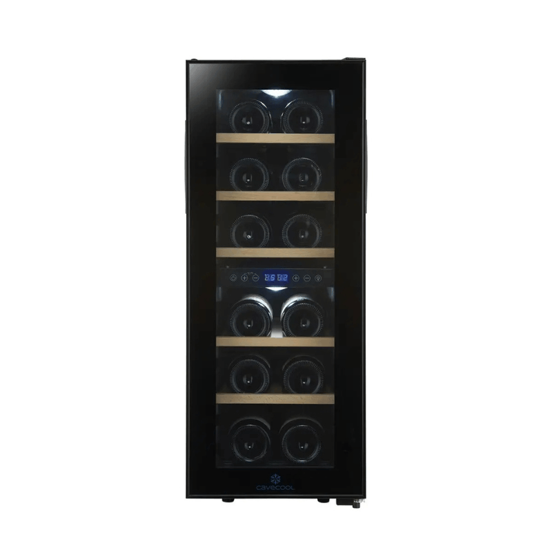 Cavecool Joy Larimar Wine Cooler - 12 bottles - Dual zone - Black - SKU: CC12DB