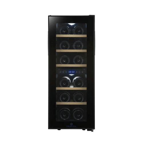 Cavecool Joy Larimar Wine Cooler - 12 bottles - Dual zone - Black - SKU: CC12DB
