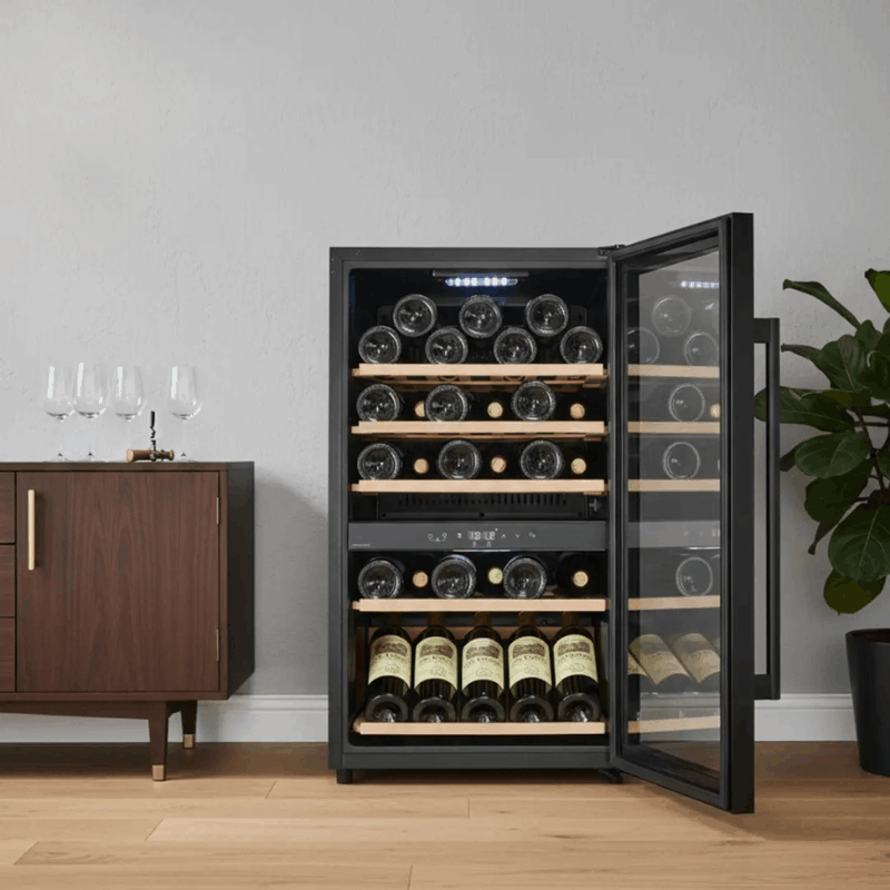 Cavecool Raw Citrine Wine Cooler, Special Edition - 49 bottles - 2 zones - Black - SKU: CC124DB-SE