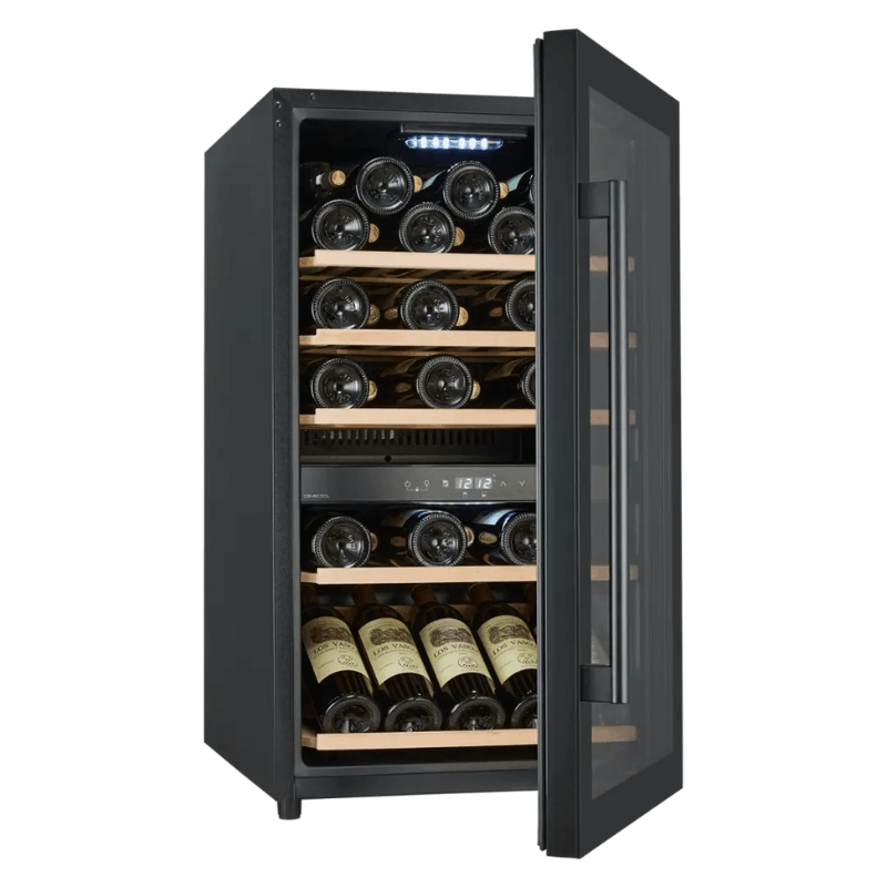 Cavecool Raw Citrine Wine Cooler, Special Edition - 49 bottles - 2 zones - Black - SKU: CC124DB-SE