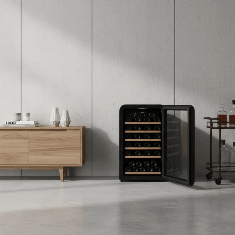 Cavecool Retro Apatite Wine Cooler - 49 bottles - Single zone - Black - SKU: CC130SB