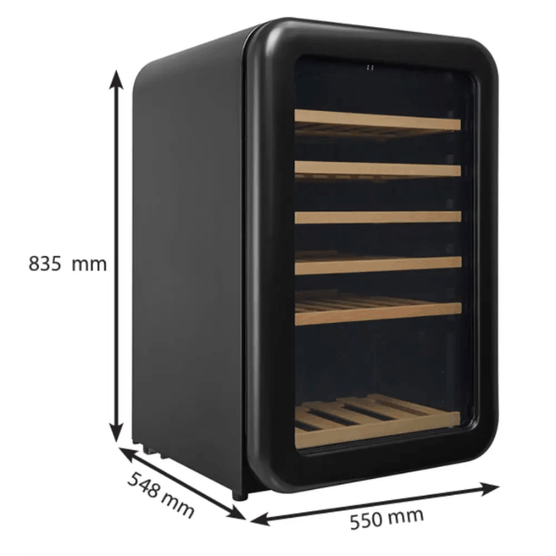 Cavecool Retro Apatite Wine Cooler - 49 bottles - Single zone - Black - SKU: CC130SB