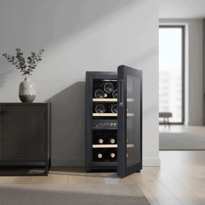 Cavecool Joy Azurite Wine Cooler - 16 bottles - Dual zone - Black - SKU: CC16DB