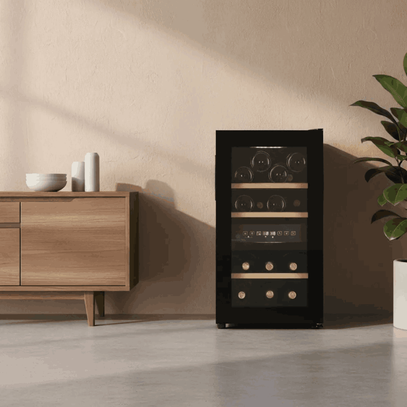 Cavecool Joy Azurite Wine Cooler - 16 bottles - Dual zone - Black - SKU: CC16DB