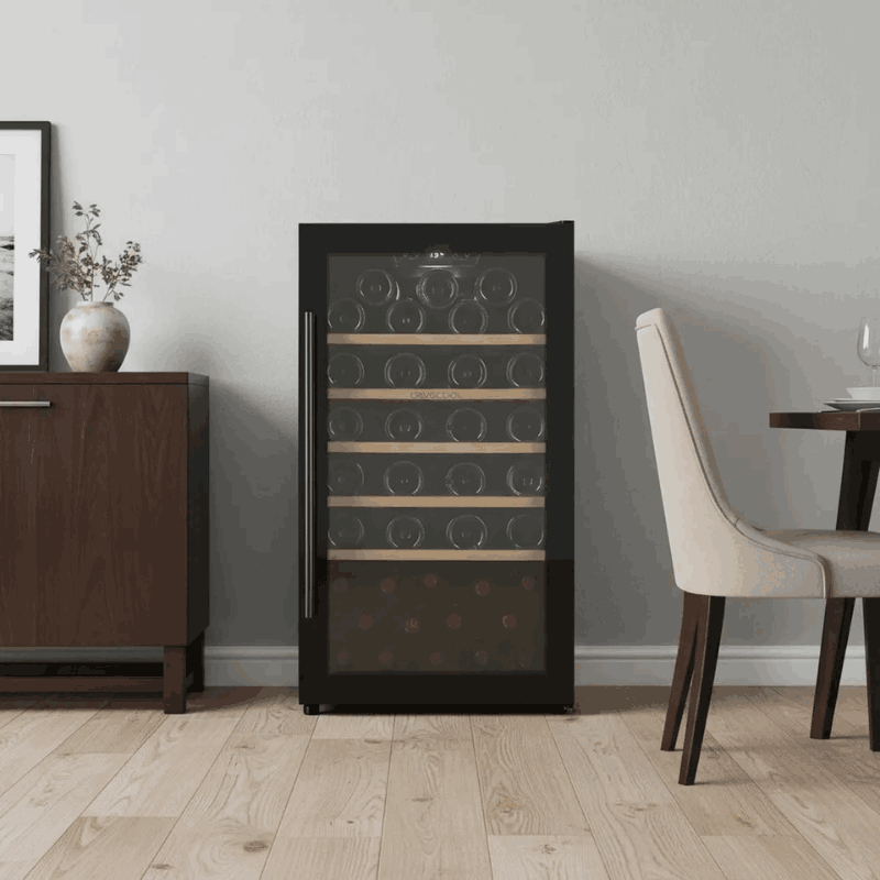 Cavecool Raw Citrine Wine Cooler - 56 bottles - 1 zone - Black - SKU: CC124SB