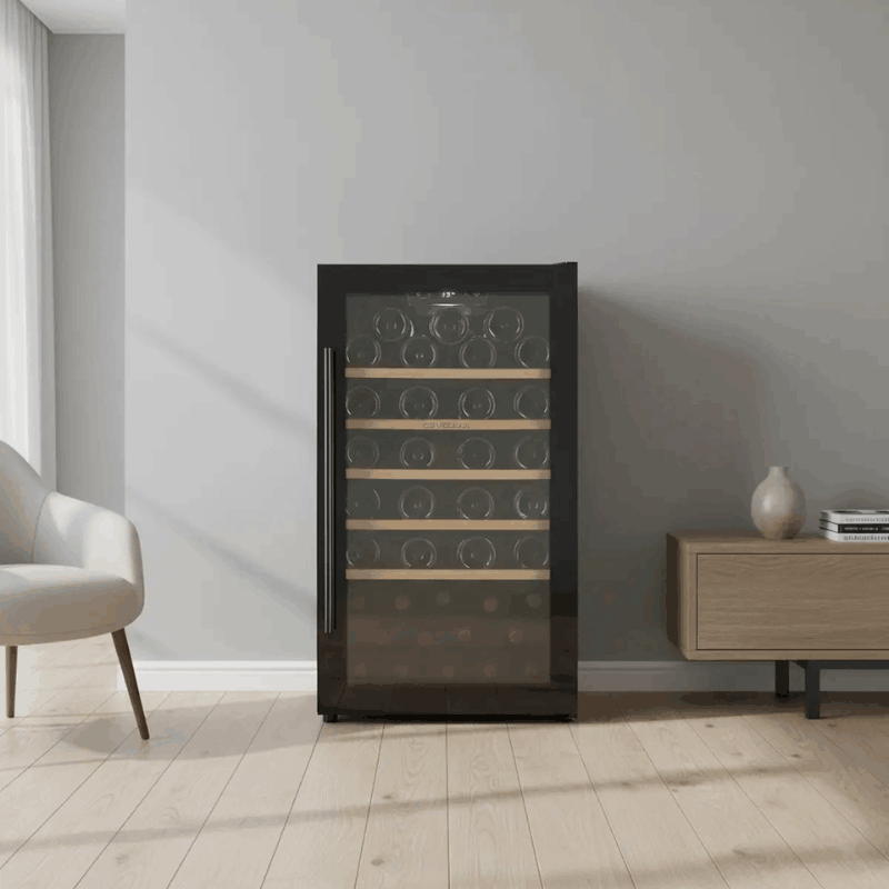 Cavecool Raw Citrine Wine Cooler - 56 bottles - 1 zone - Black - SKU: CC124SB