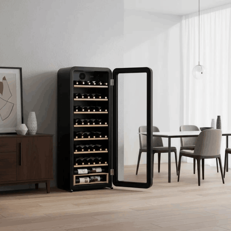 Cavecool Retro Halite Wine Cooler - 76 bottles - Single zone - Black - SKU: CC208SB