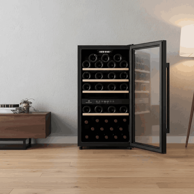 Cavecool Raw Citrine Wine Cooler - 49 bottles - 2 zones - Black - SKU: CC124DB