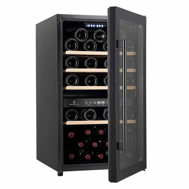 Cavecool Raw Citrine Wine Cooler - 49 bottles - 2 zones - Black - SKU: CC124DB