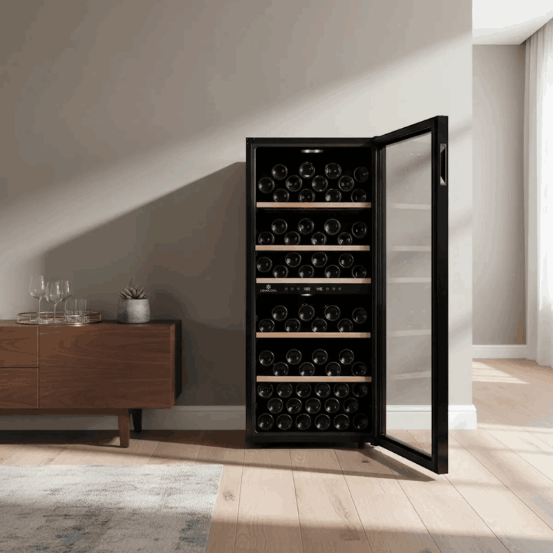 Cavecool Chill Sapphire Wine Cooler - 102 bottles - Dual zone - Black - SKU: CC102DB-1