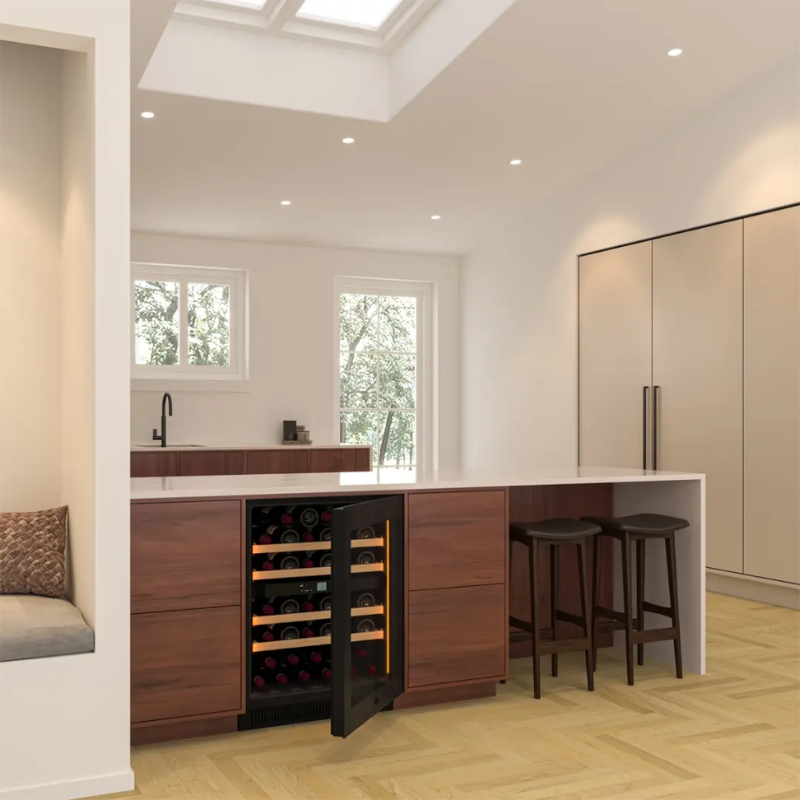 Pevino Noble Wine Cooler - 39 bottles - 2 zones - Black glass front SKU:PN45D-HHB-2