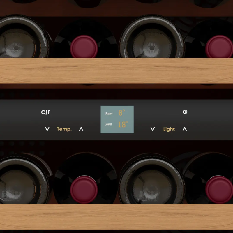 Pevino Noble Wine Cooler - 39 bottles - 2 zones - Black glass front SKU:PN45D-HHB-2