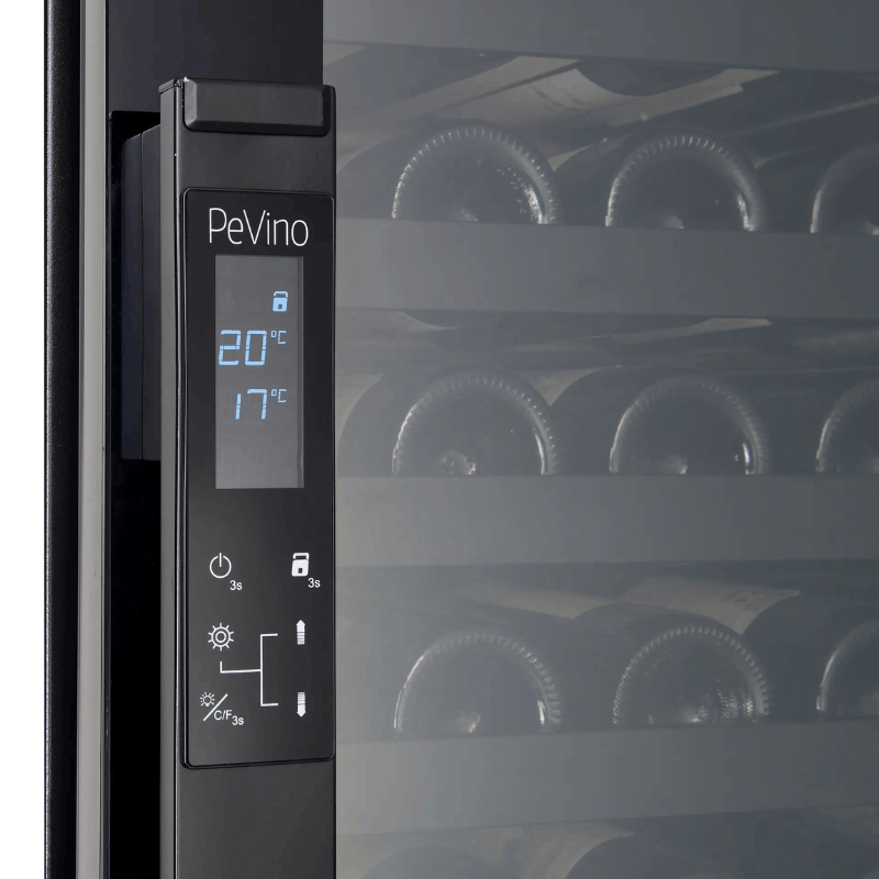 Pevino Imperial Wine Cooler - Giant 254 bottles - Dual zone - Black glass front - SKU: PG300D-B-2