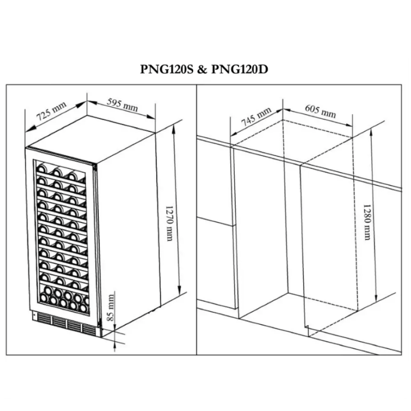 Pevino Majestic Wine Cooler -  104 bottles - 2 zones -SKU:  PNG120D-HHB