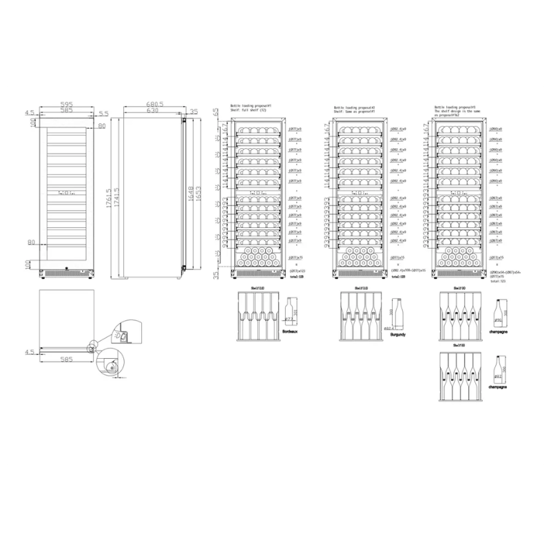 Pevino Noble Wine Cooler - 123 bottles - 2 zones - SKU:  PN166D-HHB-1