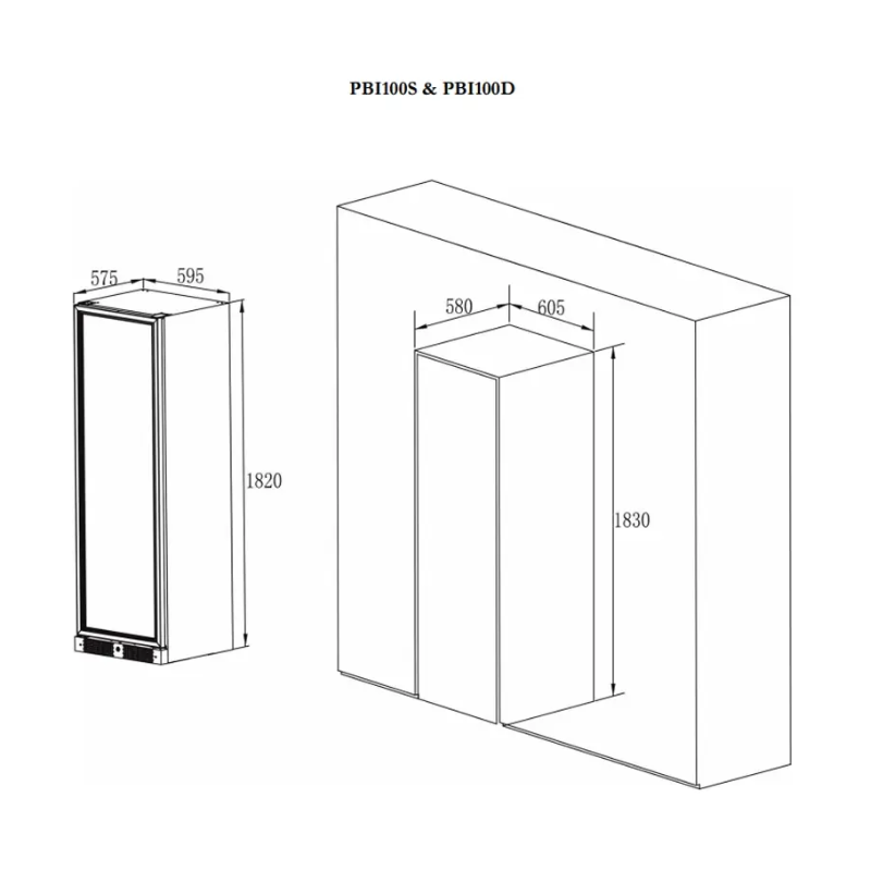 Pevino Imperial Wine Cooler - 96 bottles - 1 zone - Black SKU: PBI100S-HHB-1