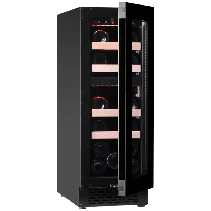 Pevino Majestic Wine Cooler - 17 bottles - 2 zones - Black glass front -SKU:  PNG20D-HHB
