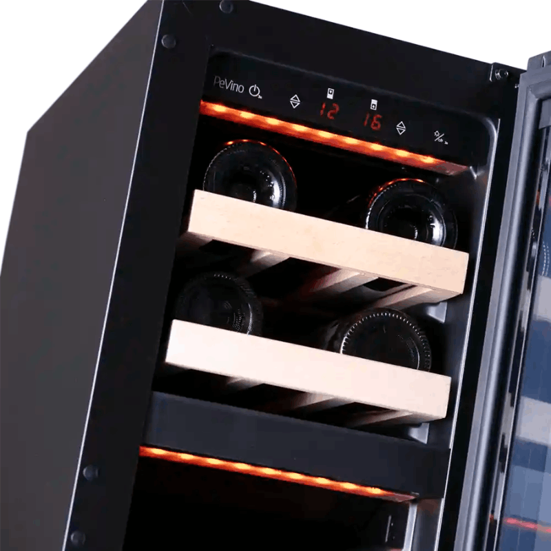 Pevino Majestic Wine Cooler - 17 bottles - 2 zones - Black glass front -SKU:  PNG20D-HHB
