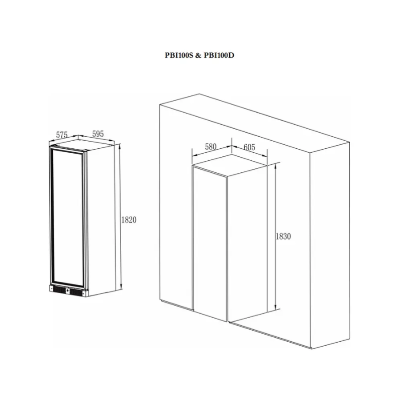 Pevino Imperial Wine Cooler - 96 bottles - 2 zones - Black SKU: PBI100D-HHB-1