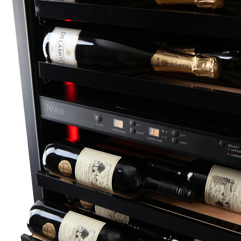 Pevino Imperial Wine Cooler - 54 bottles - 2 zones - Matte black steel - SKU: PBI58D-HHBS