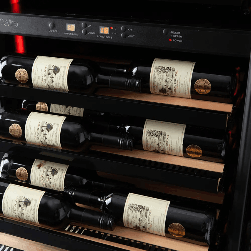 Pevino Imperial Wine Cooler - 54 bottles - 2 zones - Matte black steel - SKU: PBI58D-HHBS
