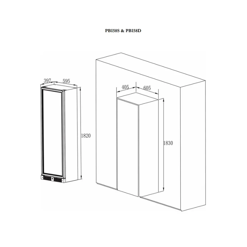 Pevino Imperial Wine Cooler - 54 bottles - 2 zones - Matte black steel - SKU: PBI58D-HHBS