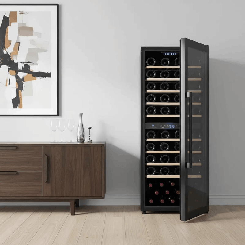Cavecool Raw Zircon Wine Cooler - 77 bottles - 2 zones - Black - SKU:CC201DB