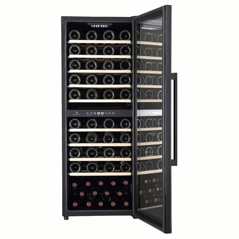 Cavecool Raw Zircon Wine Cooler - 77 bottles - 2 zones - Black - SKU:CC201DB