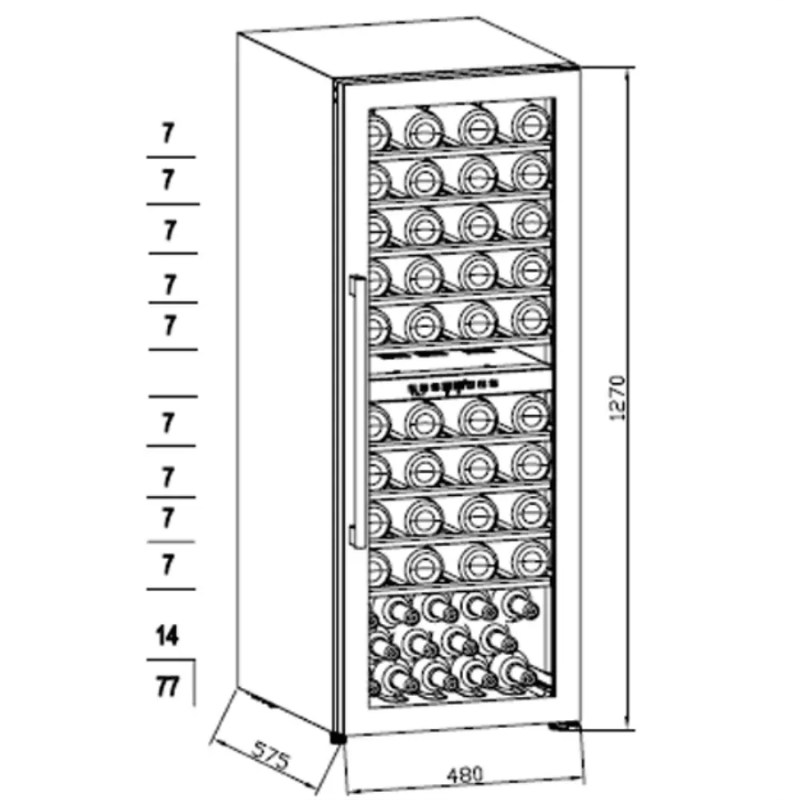 Cavecool Raw Zircon Wine Cooler - 77 bottles - 2 zones - Black - SKU:CC201DB