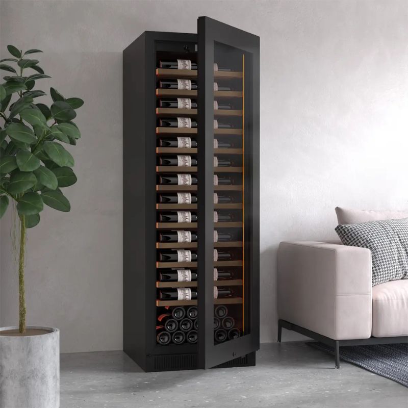 Pevino Majestic Freestanding Wine Cooler 111 Bottle 1 Zone Black Glass PM166S-HHB-1