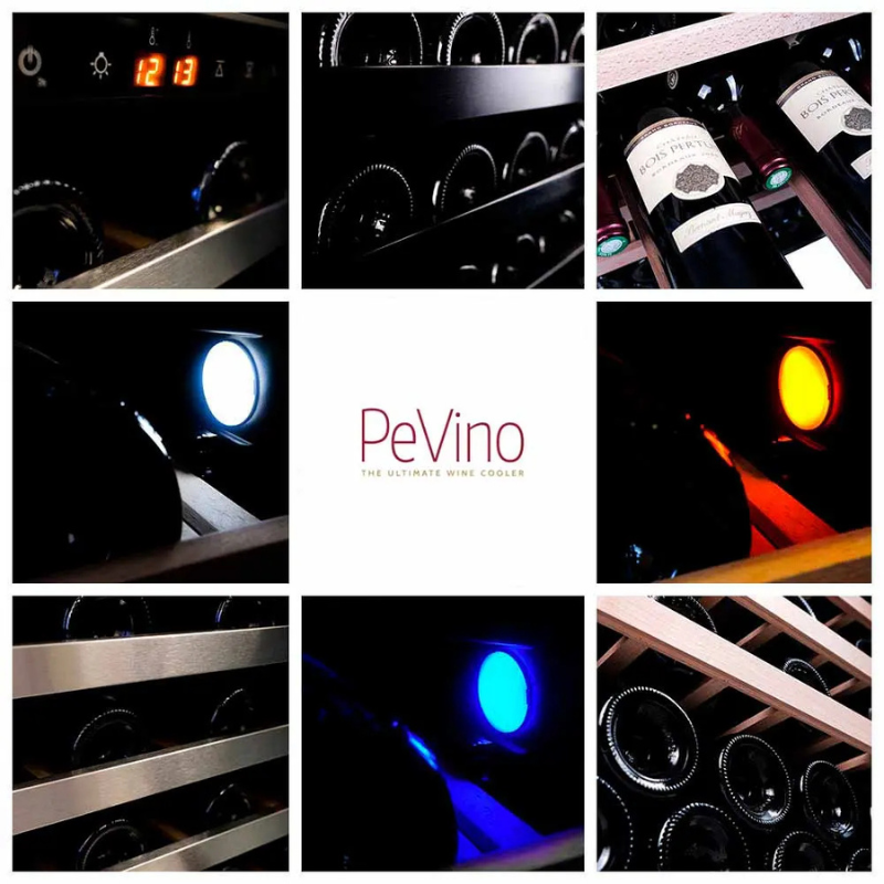 Pevino Majestic Wine Cooler - 46 bottles - 1 zone - Black Glassfront PNG46S-HHB