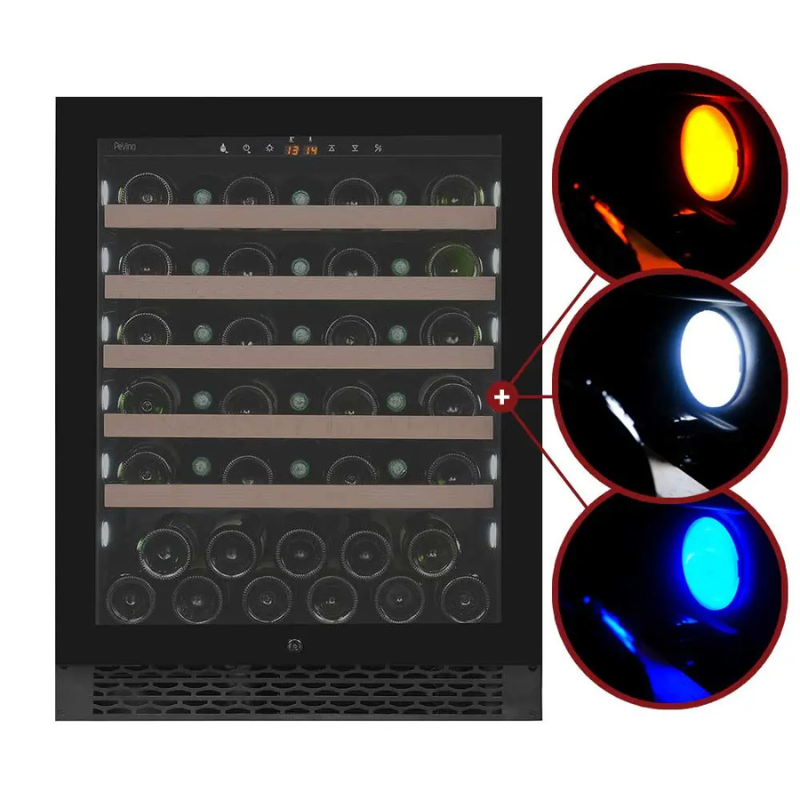 Pevino Majestic Wine Cooler - 46 bottles - 1 zone - Black Glassfront PNG46S-HHB