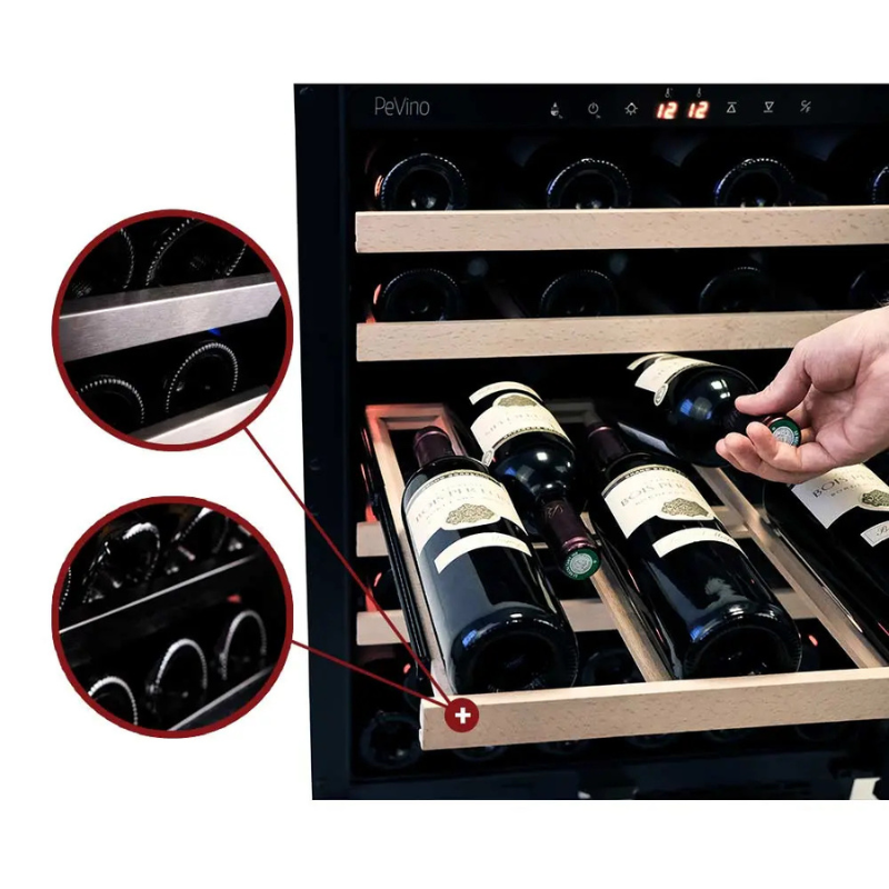 Pevino Majestic Wine Cooler - 46 bottles - 1 zone - Black Glassfront PNG46S-HHB